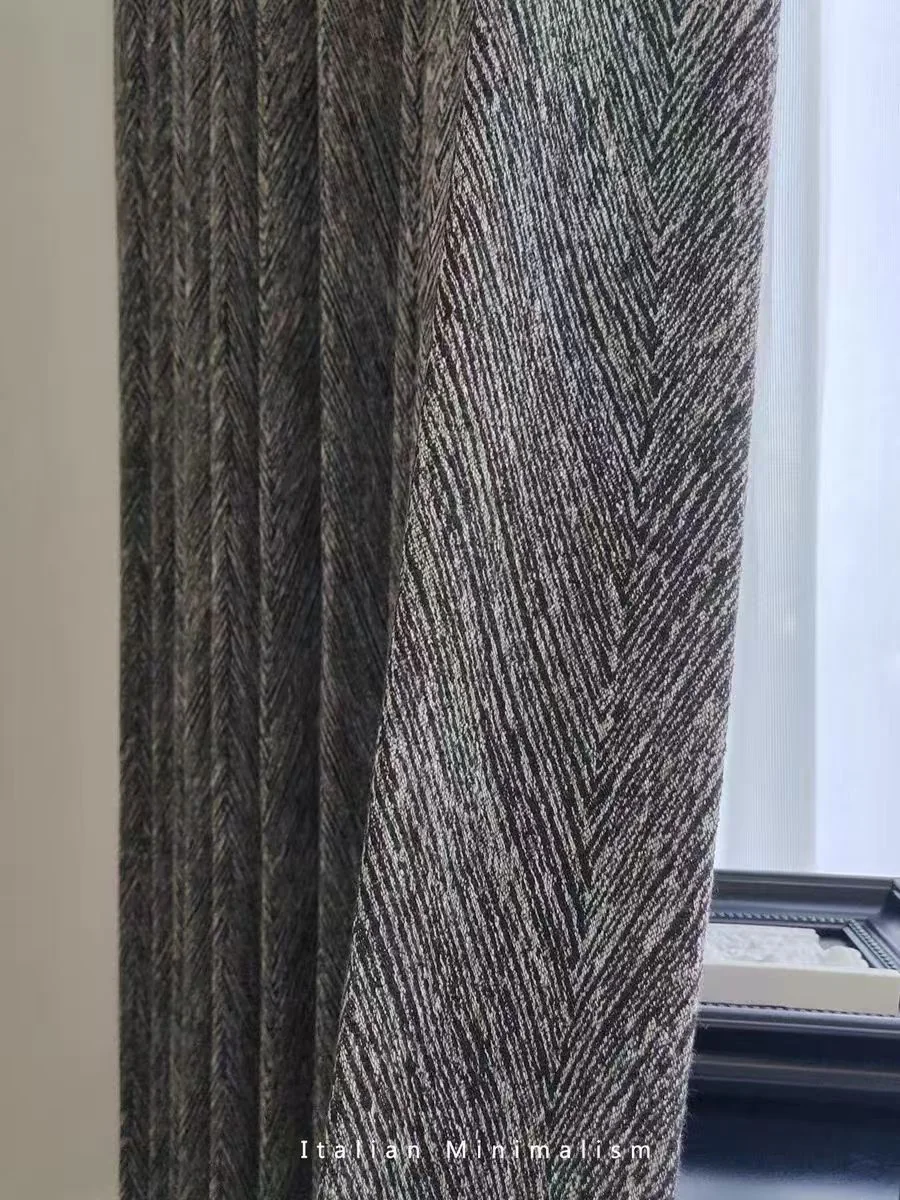 Dark heavyweight blackout curtain fabric