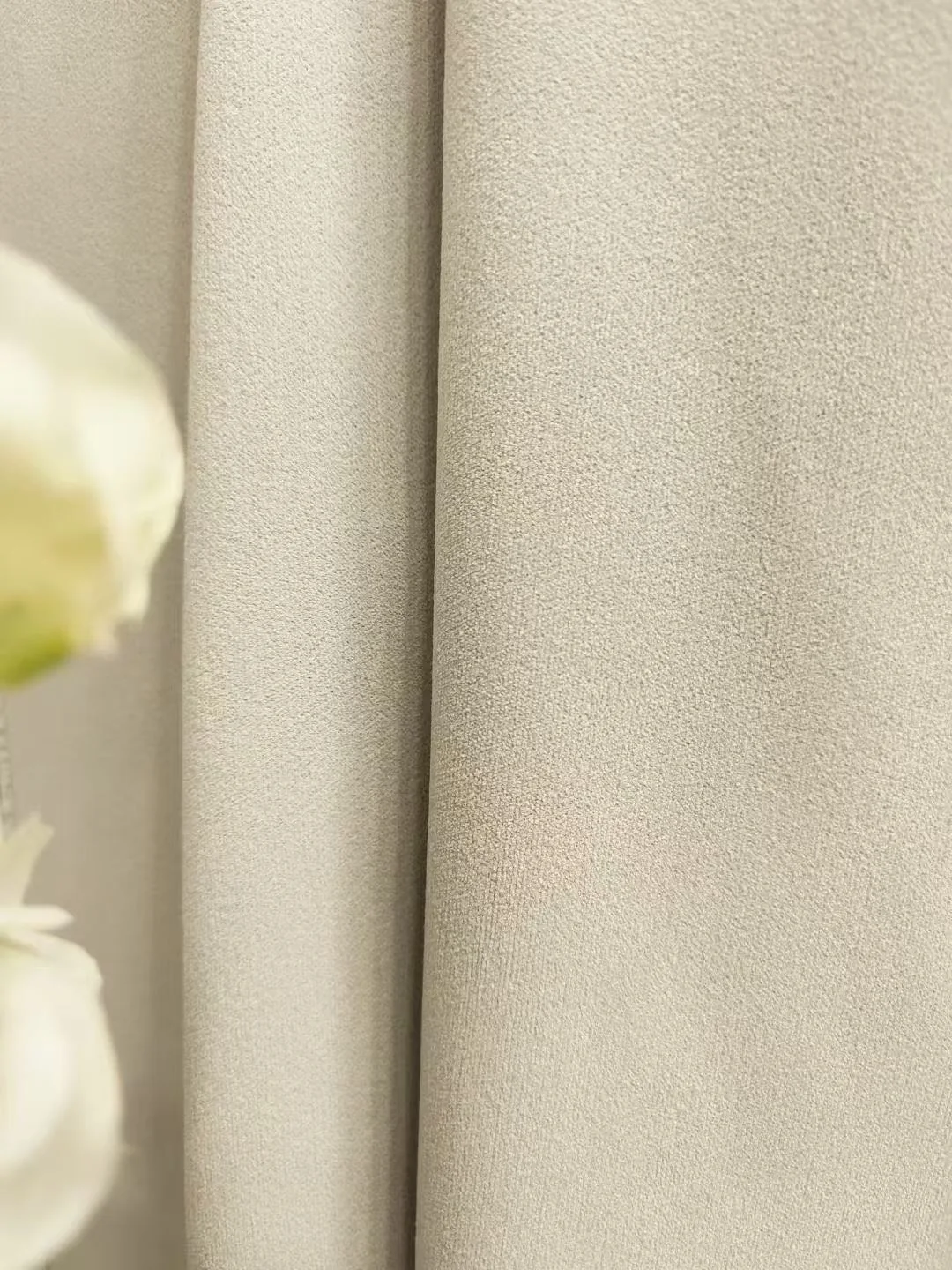 Warm neutral blackout curtain fabric